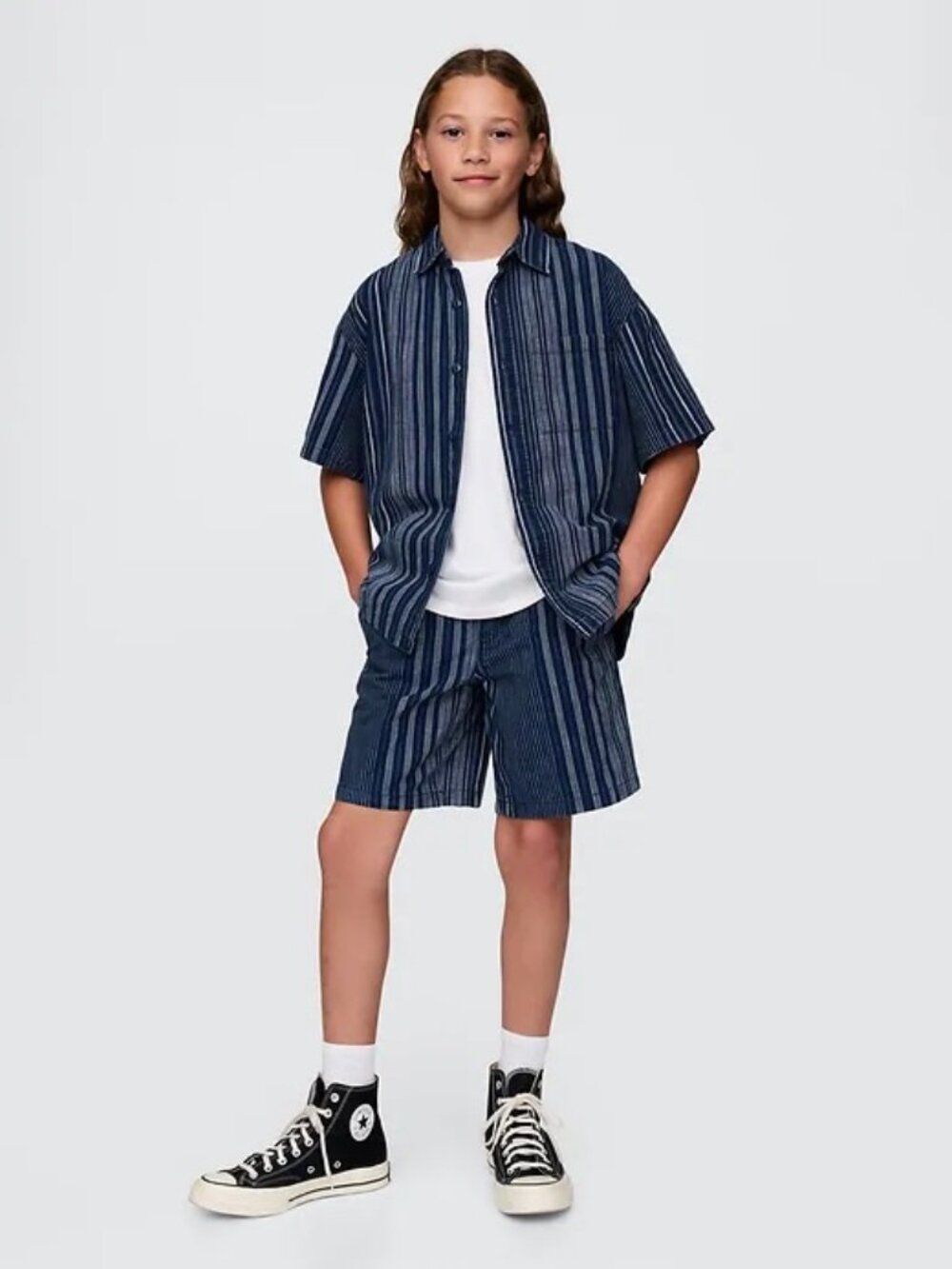 GAP Boys Navy Striped Drawstring Shorts - NWT